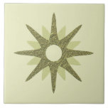 Mid-Century Green Starburst | Large Ceramic Tile<br><div class="desc">Mid-century modern inspired design featuring a single vintage retro green starburst on a lighter green background. Simple, clean modern design. Create your own custom tile by uploading a new image, or use the "message" button to contact the designer for help. To create your own design: 1. Select personalize this template....</div>