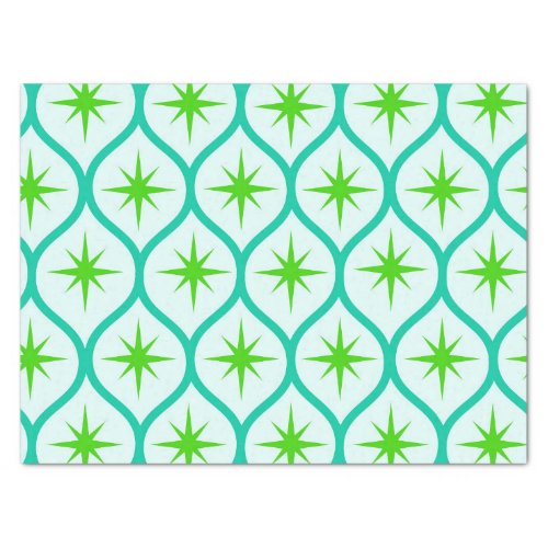 Mid Century Green Starbursts on Ovals Pattern  Tissue Paper