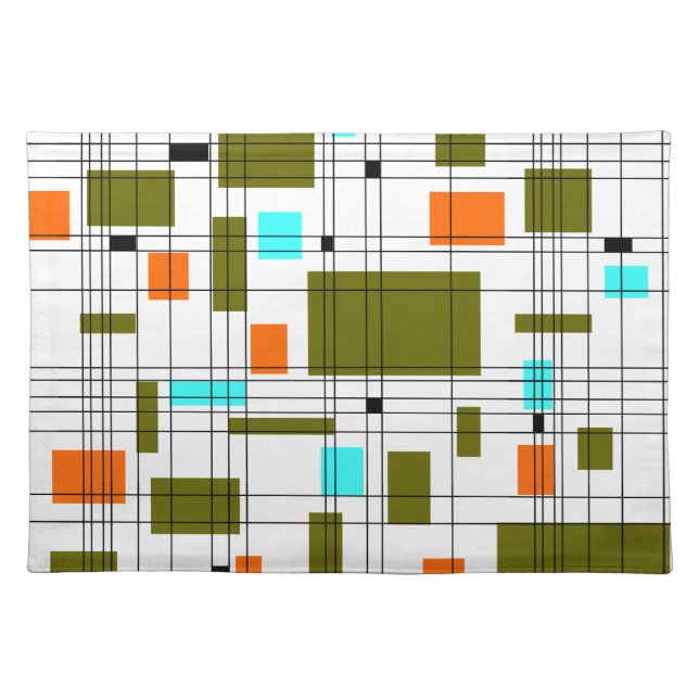 Mid Century Grid Cloth Placemat (Front)