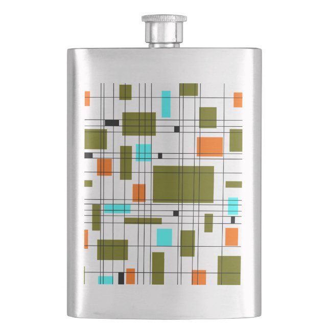 Mid Century Grid Flask (Front)