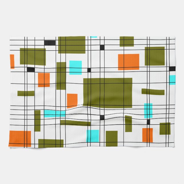 Mid Century Grid Kitchen Towel (Horizontal)