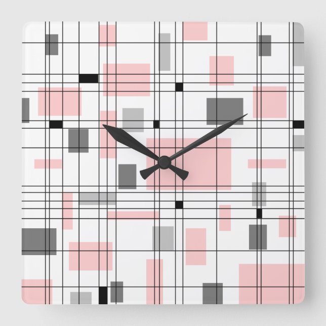 Mid Century Grid Square Wall Clock (Front)