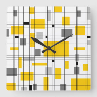 Mid Century Grid Square Wall Clock