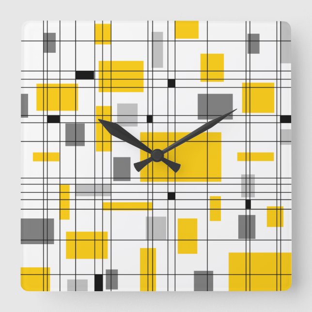 Mid Century Grid Square Wall Clock (Front)