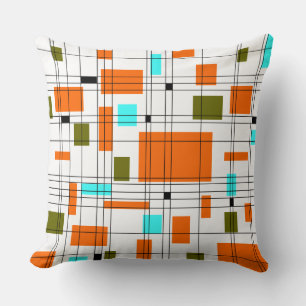 Mid Century Grid Throw Pillow