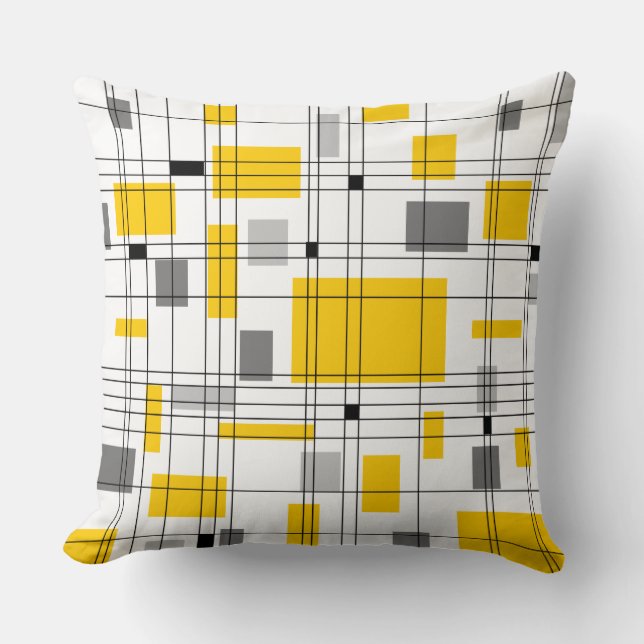 Mid Century Grid Throw Pillow (Front)