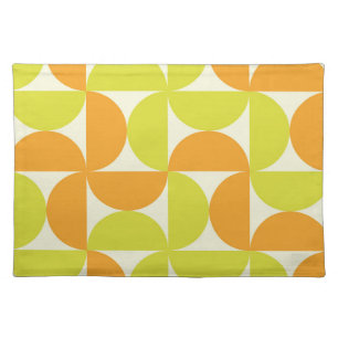 Mid Century Half Circles Orange and Lime Green  Cloth Placemat