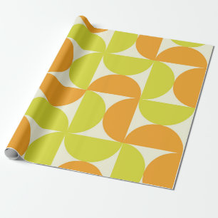 Mid Century Half Circles Orange and Yellow Wrapping Paper