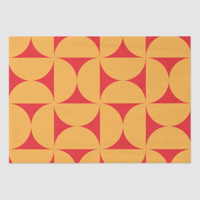 Mid Century Half circles pattern in orange and red Tissue Paper (Front)