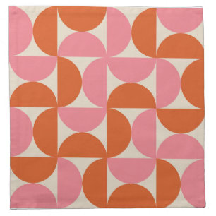 Mid Century Half Circles Pink and Orange  Cloth Napkin
