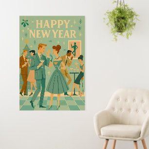 Mid Century Happy New Year The Martini Dance Foam Board