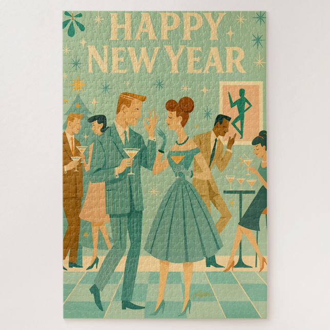 Mid Century Happy New Year The Martini Dance Jigsaw Puzzle (Vertical)