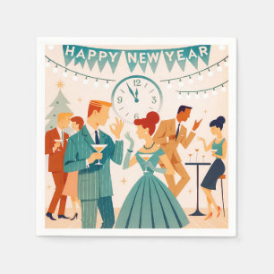Mid Century Happy New Year The Martini Dance Napkins