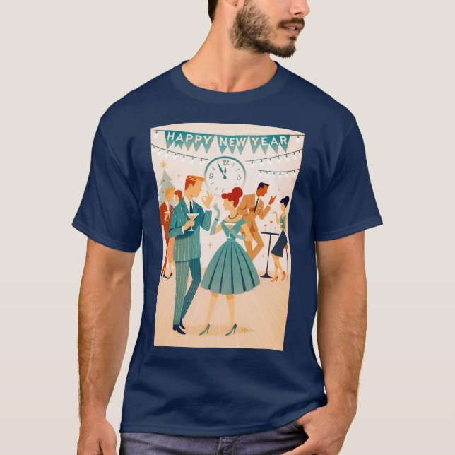 Mid Century Happy New Year The Martini Dance T-Shirt (Front)