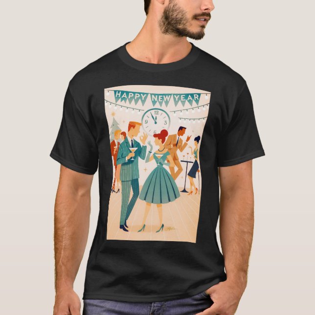 Mid Century Happy New Year The Martini Dance T-Shirt (Front)