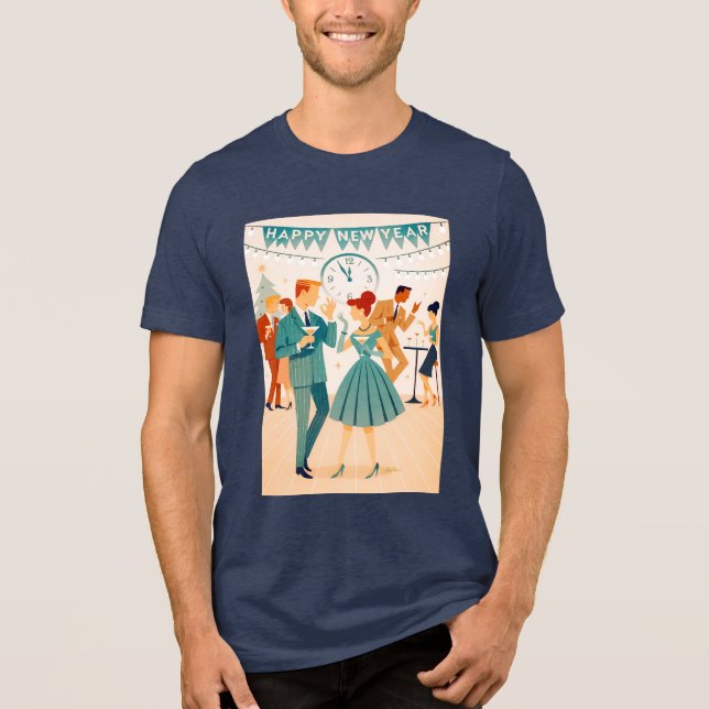 Mid Century Happy New Year The Martini Dance Tri-Blend Shirt (Front)