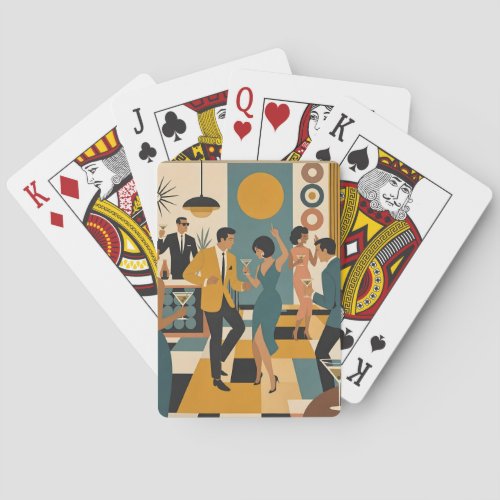 Mid Century Hip Martini Dance Party Poker Cards