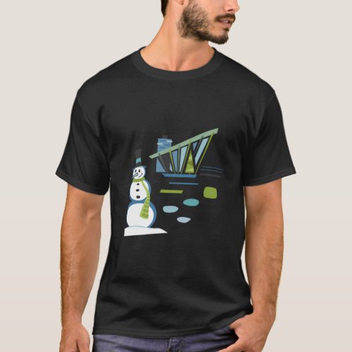 Mid Century House And Snow T_Shirt