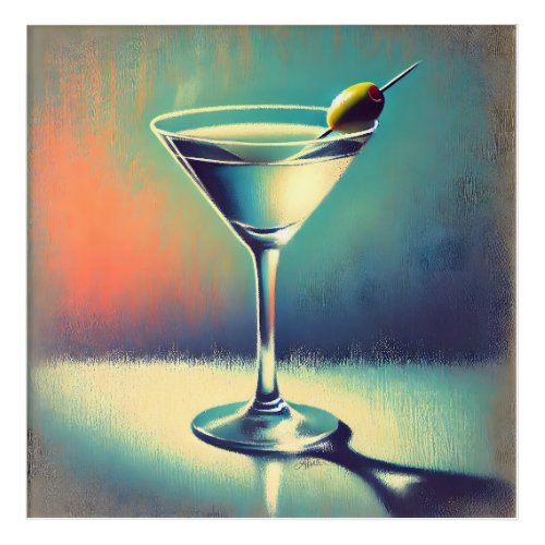 Mid Century I Love The Blues Martini Art