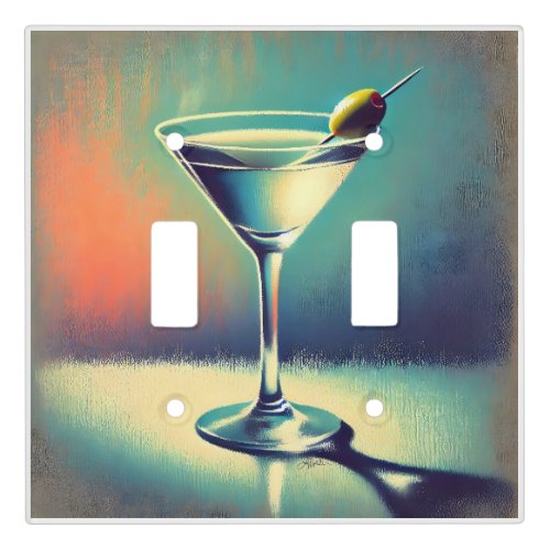Mid Century I Love The Blues Martini Art Light Switch Cover