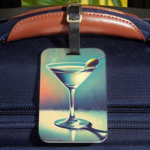 Mid Century I Love The Blues Martini Art Luggage Tag