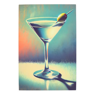 Mid Century I Love The Blues Martini Art Metal Art