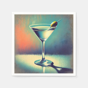 Mid Century I Love The Blues Martini Art Napkins