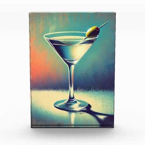 Mid Century I Love The Blues Martini Art Photo Block