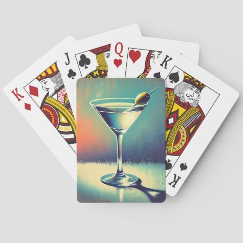 Mid Century I Love The Blues Martini Art Poker Cards