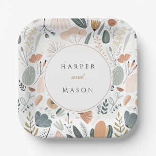 Mid-Century Inspired Botanical Wedding Paper Plates