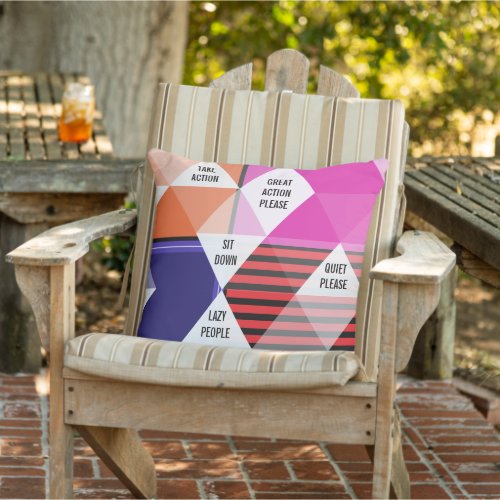Mid Century inspired colorful motivational quotes Outdoor Pillow