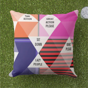 Mid Century inspired colorful motivational quotes Outdoor Pillow