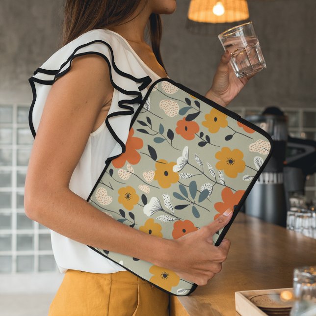 Mid Century Inspired Floral Pattern Laptop Sleeve (Creator Uploaded)