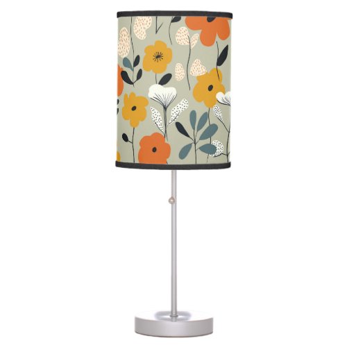 Mid Century Inspired Floral Pattern Table Lamp