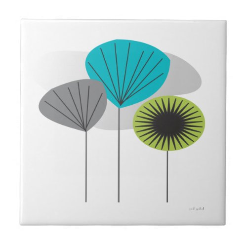 Mid Century Inspired Seed Pods  Ceramic Tile