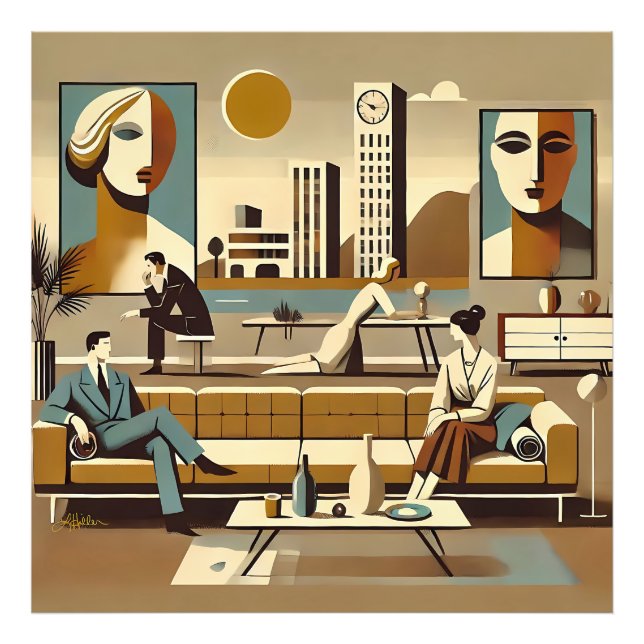 Mid Century Interior Design Art Lounge Photo Print (Front)