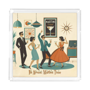 Mid Century Its Atomic Martini Time Cocktail Party Acrylic Tray