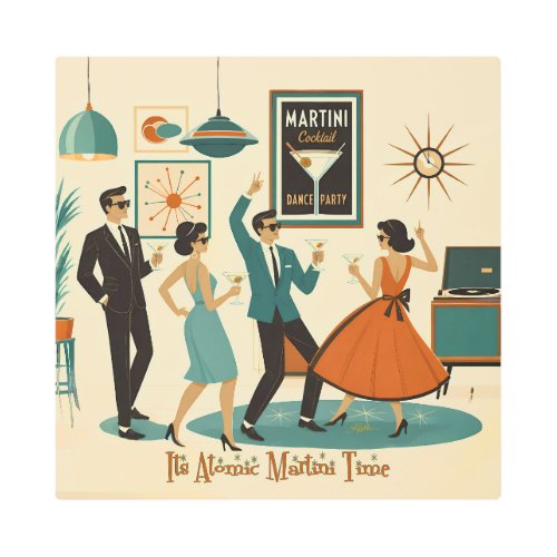 Mid Century Its Atomic Martini Time Cocktail Party Metal Print