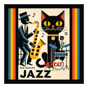 Mid Century Jazz Age HepCat Black Cat Photo Print
