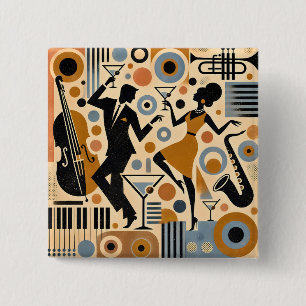 Mid Century Jazz Age Minimalist Art Martini Dance Button