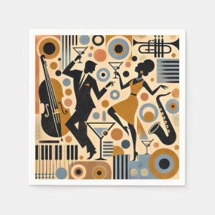 Mid Century Jazz Age Minimalist Art Martini Dance Napkins
