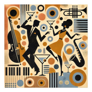 Mid Century Jazz Age Minimalist Art Martini Dance Photo Print