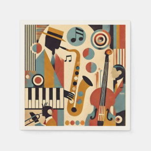 Mid Century Jazz Age Modern Minimalist Trio Napkins