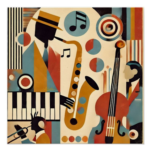 Mid Century Jazz Age Modern Minimalist Trio Poster (Front)