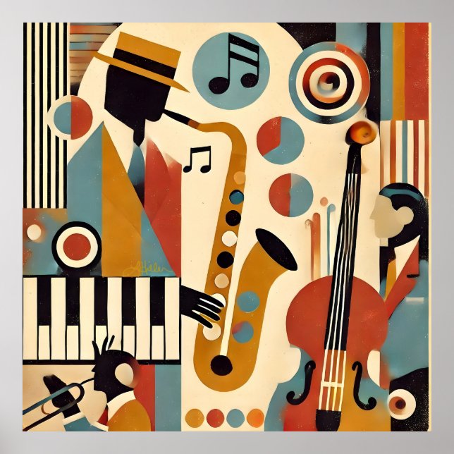 Mid Century Jazz Age Modern Minimalist Trio Poster (Front)