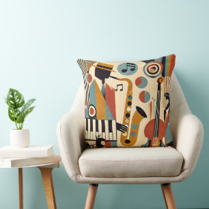 Mid Century Jazz Age Modern Minimalist Trio Throw Pillow