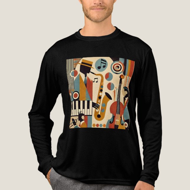 Mid Century Jazz Age Modern Minimalist Trio Tri-Blend Shirt (Front)