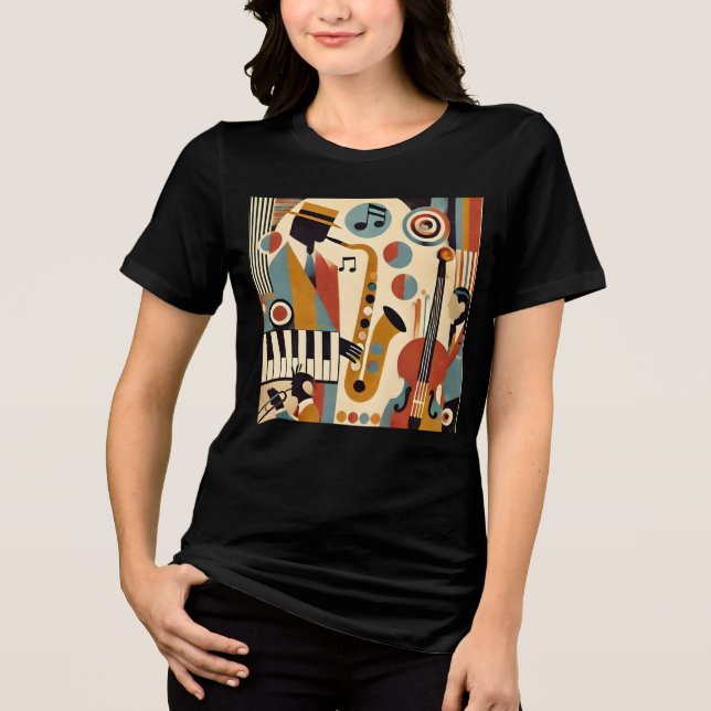Mid Century Jazz Age Modern Minimalist Trio Tri-Blend Shirt (Front)