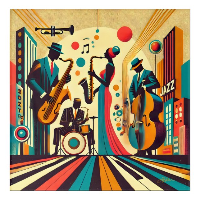 Mid Century Jazz Age Quartet Acrylic Print (Front)