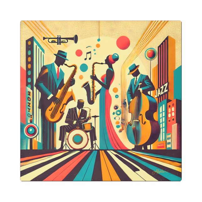 Mid Century Jazz Age Quartet Metal Print (Front)